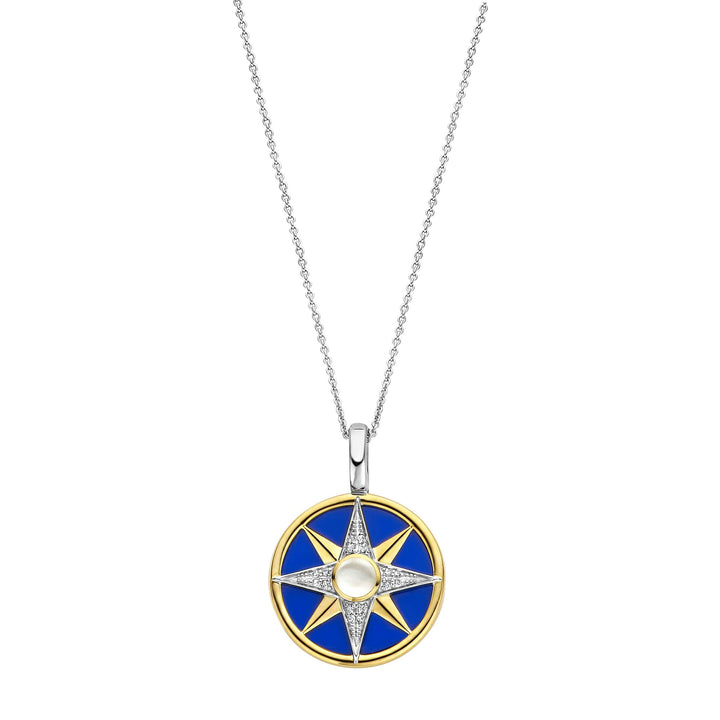 Ti Sento Yellow Gold Plated Cubic Zirconia Lapis Blue Star Pendant