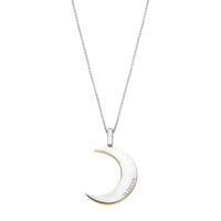 Ti Sento Yellow Gold Plated Mother of Pearl White Moon Pendant - Michael Jones Jeweller