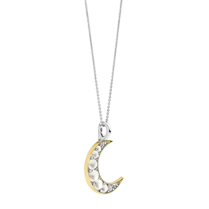 Ti Sento Yellow Gold Plated Mother of Pearl White Moon Pendant