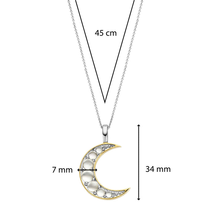 Ti Sento Yellow Gold Plated Mother of Pearl White Moon Pendant
