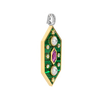 Ti Sento Yellow Gold Plated Synthetic Pearl Malachite Green and Amethyst Purple Hexagonal Pendant - Michael Jones Jeweller