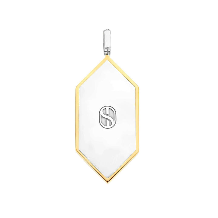 Ti Sento Yellow Gold Plated Synthetic Pearl Malachite Green and Amethyst Purple Hexagonal Pendant - Michael Jones Jeweller