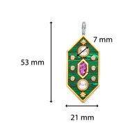 Ti Sento Yellow Gold Plated Synthetic Pearl Malachite Green and Amethyst Purple Hexagonal Pendant - Michael Jones Jeweller