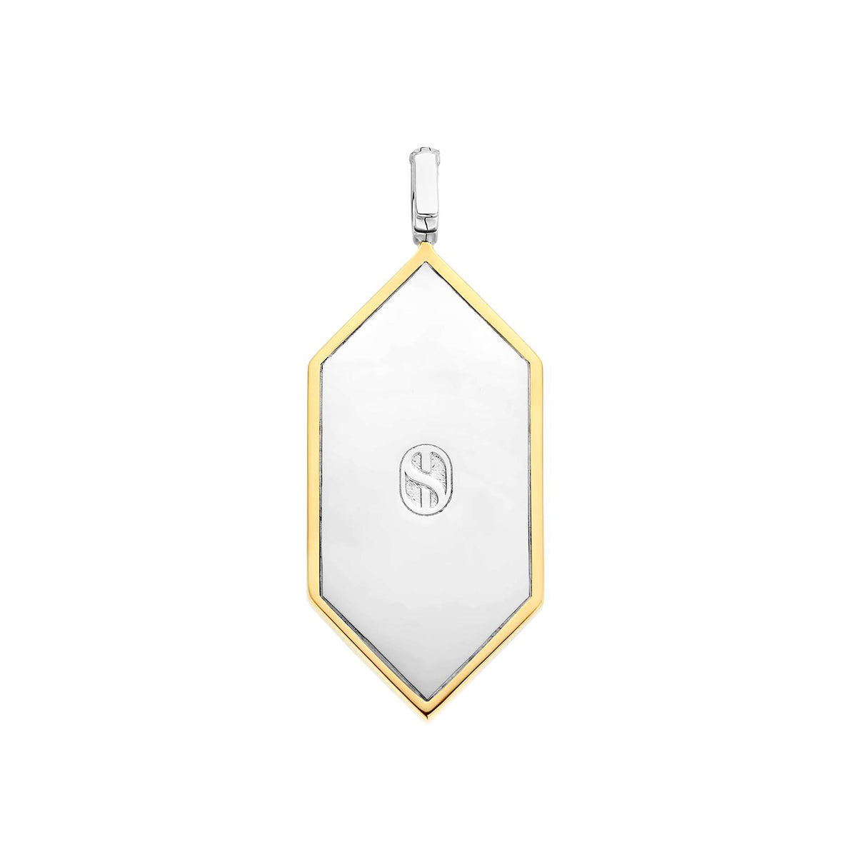 Ti Sento Yellow Gold Plated Synthetic Pearl Mother of Pearl White and Nude Pink Hexagonal Pendant - Michael Jones Jeweller