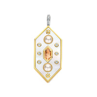 Ti Sento Yellow Gold Plated Synthetic Pearl Mother of Pearl White and Nude Pink Hexagonal Pendant - Michael Jones Jeweller