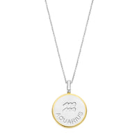 Ti Sento Yellow Gold Plated Mother of Pearl Cubic Zirconia Zodiac Aquarius Pendant - Michael Jones Jeweller