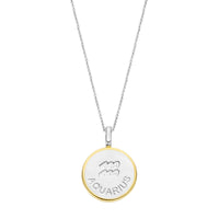 Ti Sento Yellow Gold Plated Mother of Pearl Cubic Zirconia Zodiac Aquarius Pendant - Michael Jones Jeweller