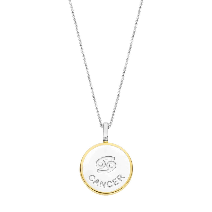 Ti Sento Yellow Gold Plated Mother of Pearl Cubic Zirconia Zodiac Cancer Pendant 6826CA