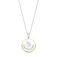 Ti Sento Yellow Gold Plated Mother of Pearl Cubic Zirconia Zodiac Capricorn Pendant - Michael Jones Jeweller