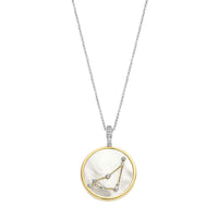 Ti Sento Yellow Gold Plated Mother of Pearl Cubic Zirconia Zodiac Capricorn Pendant