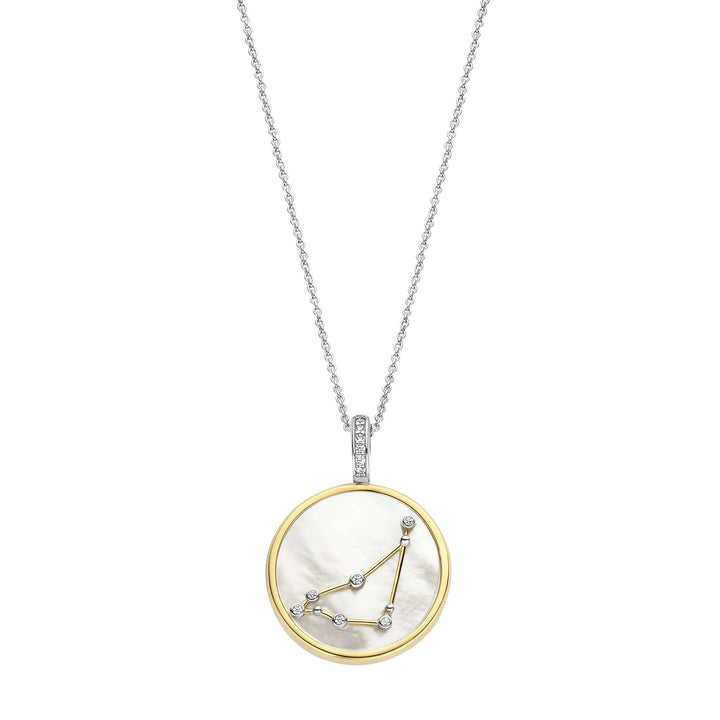 Ti Sento Yellow Gold Plated Mother of Pearl Cubic Zirconia Zodiac Capricorn Pendant - Michael Jones Jeweller