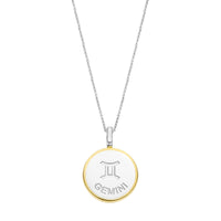 Ti Sento Yellow Gold Plated Mother of Pearl Cubic Zirconia Zodiac Gemini Pendant