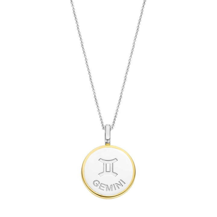 Ti Sento Yellow Gold Plated Mother of Pearl Cubic Zirconia Zodiac Gemini Pendant