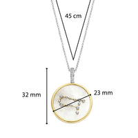 Ti Sento Yellow Gold Plated Mother of Pearl Cubic Zirconia Zodiac Gemini Pendant