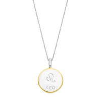 Ti Sento Yellow Gold Plated Mother of Pearl Cubic Zirconia Zodiac Leo Pendant