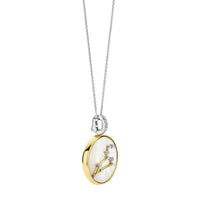 Ti Sento Yellow Gold Plated Mother of Pearl Cubic Zirconia Zodiac Leo Pendant