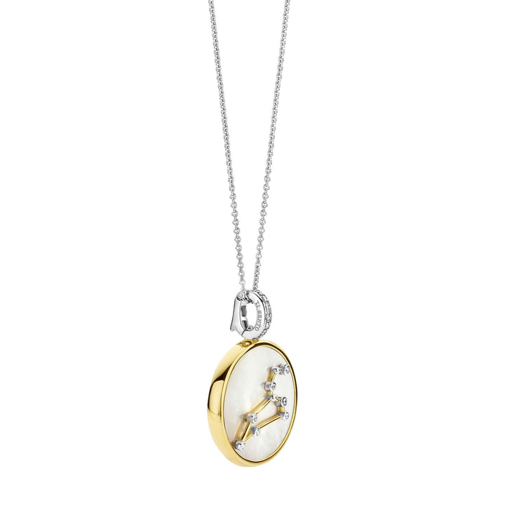 Ti Sento Yellow Gold Plated Mother of Pearl Cubic Zirconia Zodiac Leo Pendant - Michael Jones Jeweller