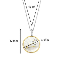Ti Sento Yellow Gold Plated Mother of Pearl Cubic Zirconia Zodiac Leo Pendant - Michael Jones Jeweller