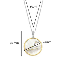 Ti Sento Yellow Gold Plated Mother of Pearl Cubic Zirconia Zodiac Leo Pendant