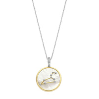 Ti Sento Yellow Gold Plated Mother of Pearl Cubic Zirconia Zodiac Leo Pendant - Michael Jones Jeweller
