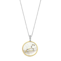 Ti Sento Yellow Gold Plated Mother of Pearl Cubic Zirconia Zodiac Leo Pendant - Michael Jones Jeweller