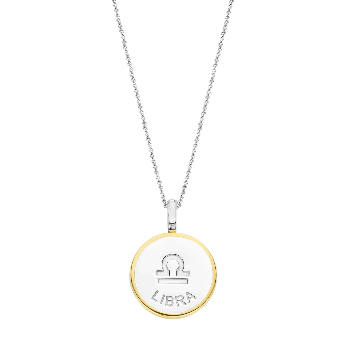 Ti Sento Yellow Gold Plated Mother of Pearl Cubic Zirconia Zodiac Libra Pendant - Michael Jones Jeweller