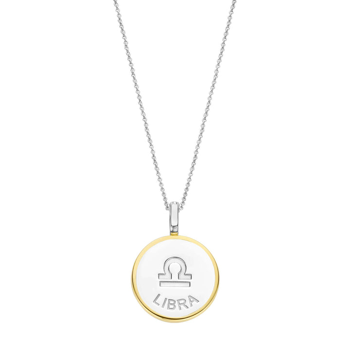 Ti Sento Yellow Gold Plated Mother of Pearl Cubic Zirconia Zodiac Libra Pendant 6826LI