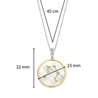 Ti Sento Yellow Gold Plated Mother of Pearl Cubic Zirconia Zodiac Libra Pendant - Michael Jones Jeweller