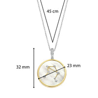 Ti Sento Yellow Gold Plated Mother of Pearl Cubic Zirconia Zodiac Libra Pendant