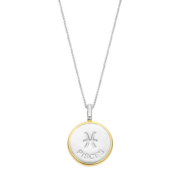 Ti Sento Yellow Gold Plated Mother of Pearl Cubic Zirconia Zodiac Pisces Pendant