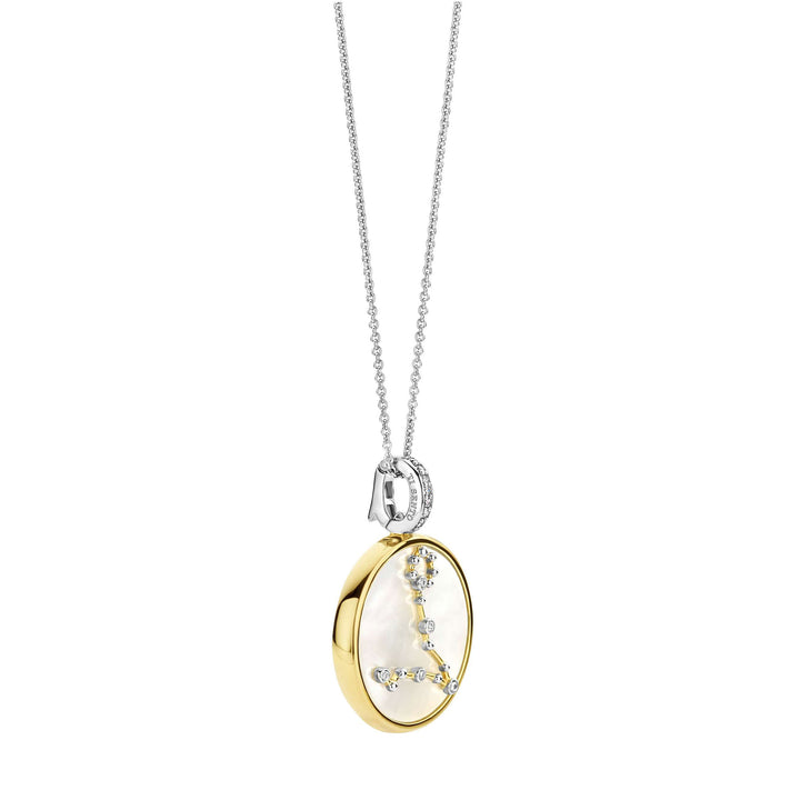 Ti Sento Yellow Gold Plated Mother of Pearl Cubic Zirconia Zodiac Pisces Pendant - Michael Jones Jeweller