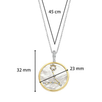 Ti Sento Yellow Gold Plated Mother of Pearl Cubic Zirconia Zodiac Pisces Pendant