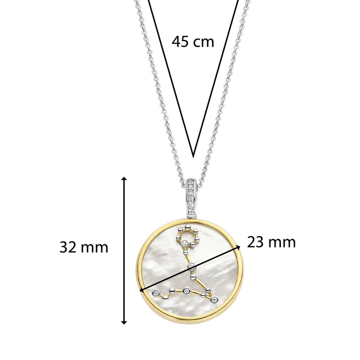 Ti Sento Yellow Gold Plated Mother of Pearl Cubic Zirconia Zodiac Pisces Pendant - Michael Jones Jeweller