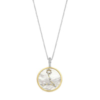 Ti Sento Yellow Gold Plated Mother of Pearl Cubic Zirconia Zodiac Pisces Pendant