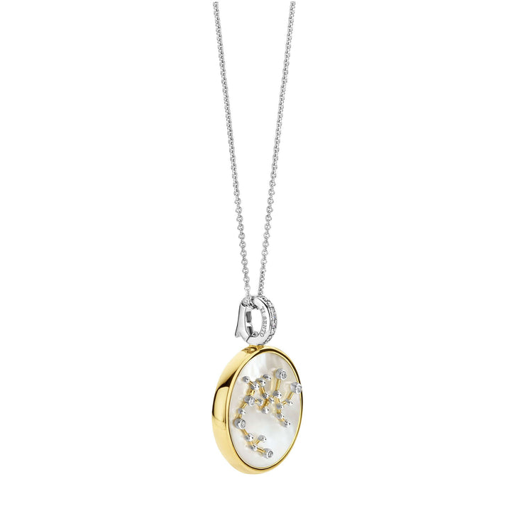 Ti Sento Yellow Gold Plated Mother of Pearl Cubic Zirconia Zodiac Sagittarius Pendant