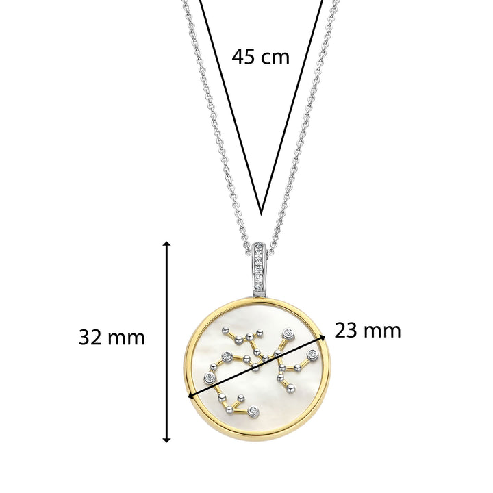 Ti Sento Yellow Gold Plated Mother of Pearl Cubic Zirconia Zodiac Sagittarius Pendant