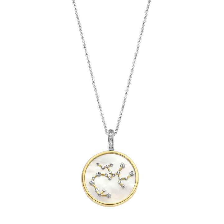 Ti Sento Yellow Gold Plated Mother of Pearl Cubic Zirconia Zodiac Sagittarius Pendant 6826SA