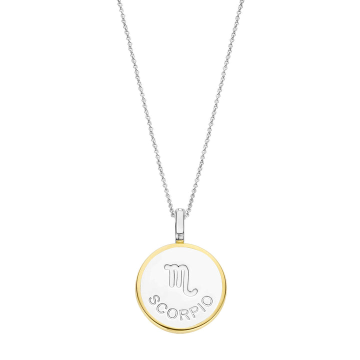 Ti Sento Yellow Gold Plated Mother of Pearl Cubic Zirconia Zodiac Scorpio Pendant - Michael Jones Jeweller