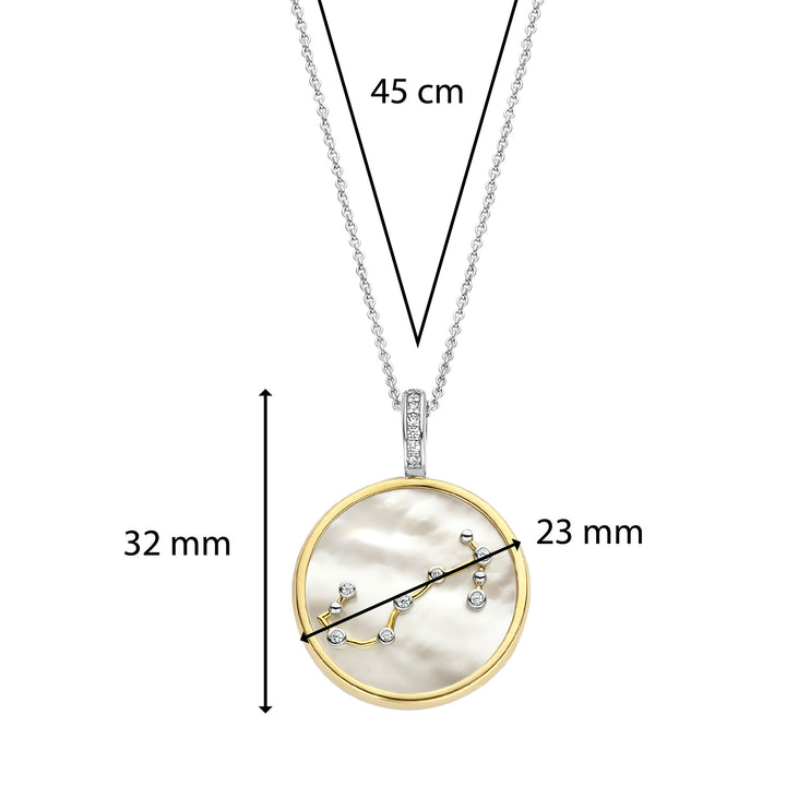 Ti Sento Yellow Gold Plated Mother of Pearl Cubic Zirconia Zodiac Scorpio Pendant