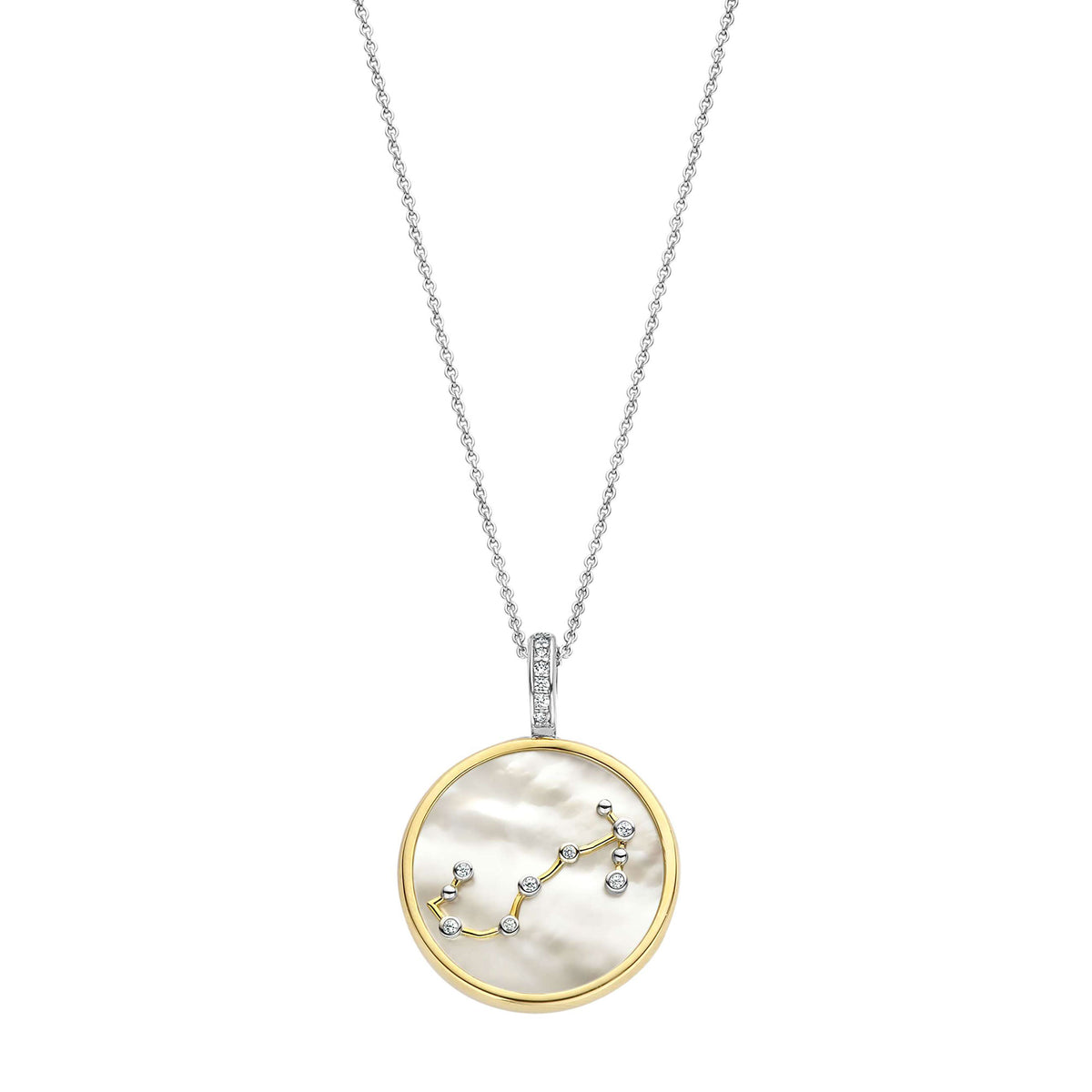 Ti Sento Yellow Gold Plated Mother of Pearl Cubic Zirconia Zodiac Scorpio Pendant - Michael Jones Jeweller