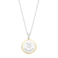 Ti Sento Yellow Gold Plated Mother of Pearl Cubic Zirconia Zodiac Taurus Pendant - Michael Jones Jeweller