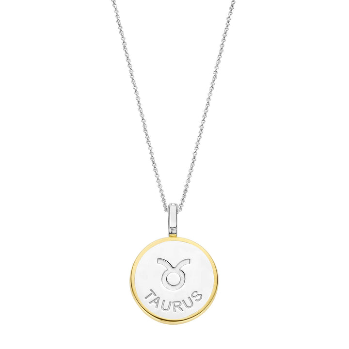 Ti Sento Yellow Gold Plated Mother of Pearl Cubic Zirconia Zodiac Taurus Pendant - Michael Jones Jeweller