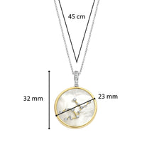 Ti Sento Yellow Gold Plated Mother of Pearl Cubic Zirconia Zodiac Virgo Pendant