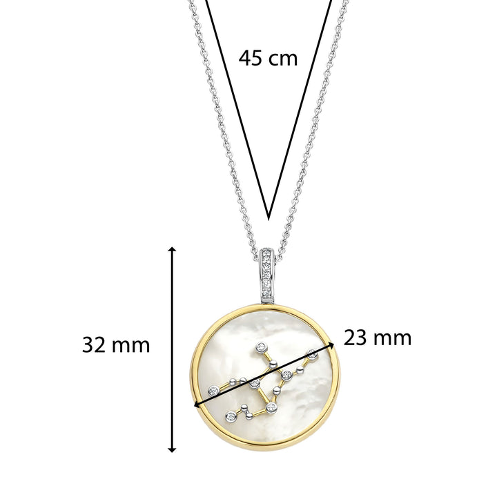 Ti Sento Yellow Gold Plated Mother of Pearl Cubic Zirconia Zodiac Virgo Pendant - Michael Jones Jeweller
