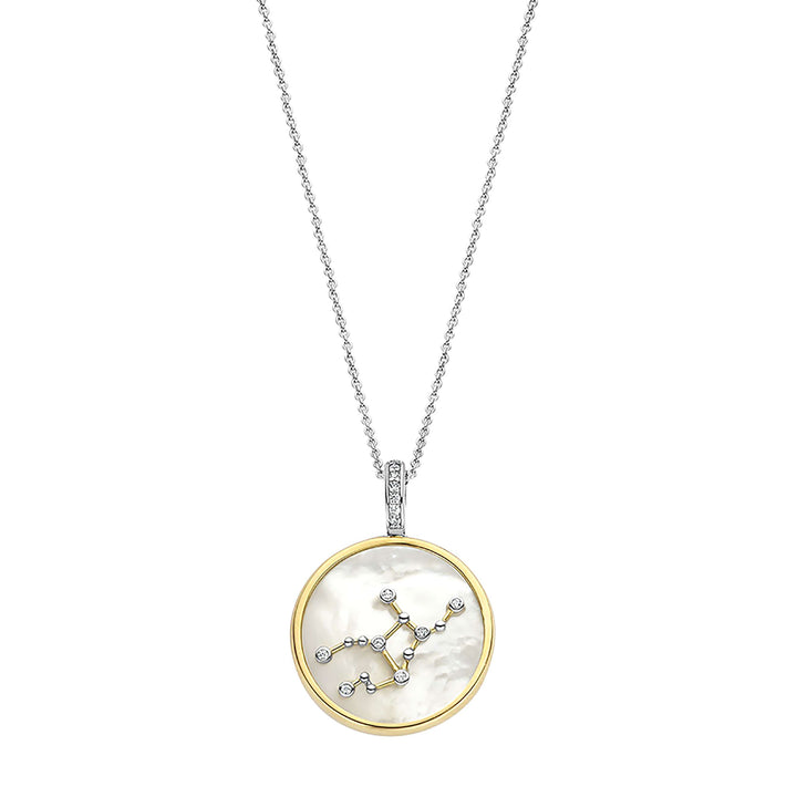 Ti Sento Yellow Gold Plated Mother of Pearl Cubic Zirconia Zodiac Virgo Pendant - Michael Jones Jeweller