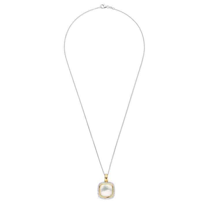 Ti Sento Yellow Gold Plated Mother of Pearl White and Cubic Zirconia Pendant - Michael Jones Jeweller