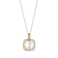 Ti Sento Yellow Gold Plated Mother of Pearl White and Cubic Zirconia Pendant - Michael Jones Jeweller