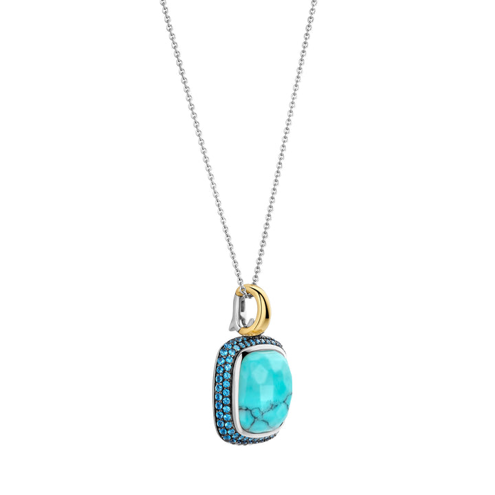 Ti Sento Yellow Gold Plated Turquoise Blue and Cubic Zirconia Pendant - Michael Jones Jeweller