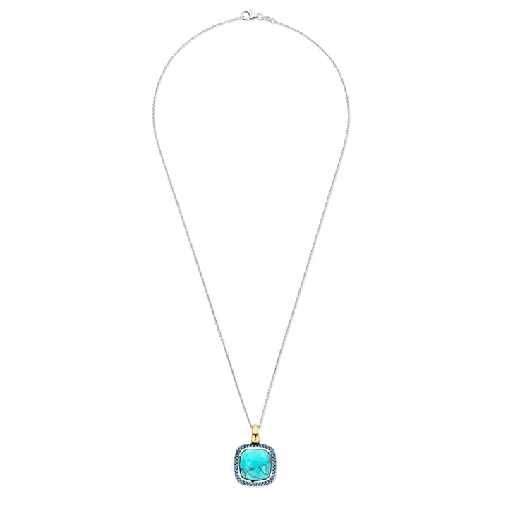 Ti Sento Yellow Gold Plated Turquoise Blue and Cubic Zirconia Pendant - Michael Jones Jeweller