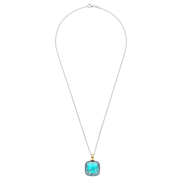 Ti Sento Yellow Gold Plated Turquoise Blue and Cubic Zirconia Pendant
